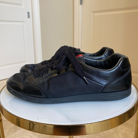 Prada Black Nylon and Patent Leather Low Top Sneakers Size 7 or 8 or 8.5 - Picture 6 of 17